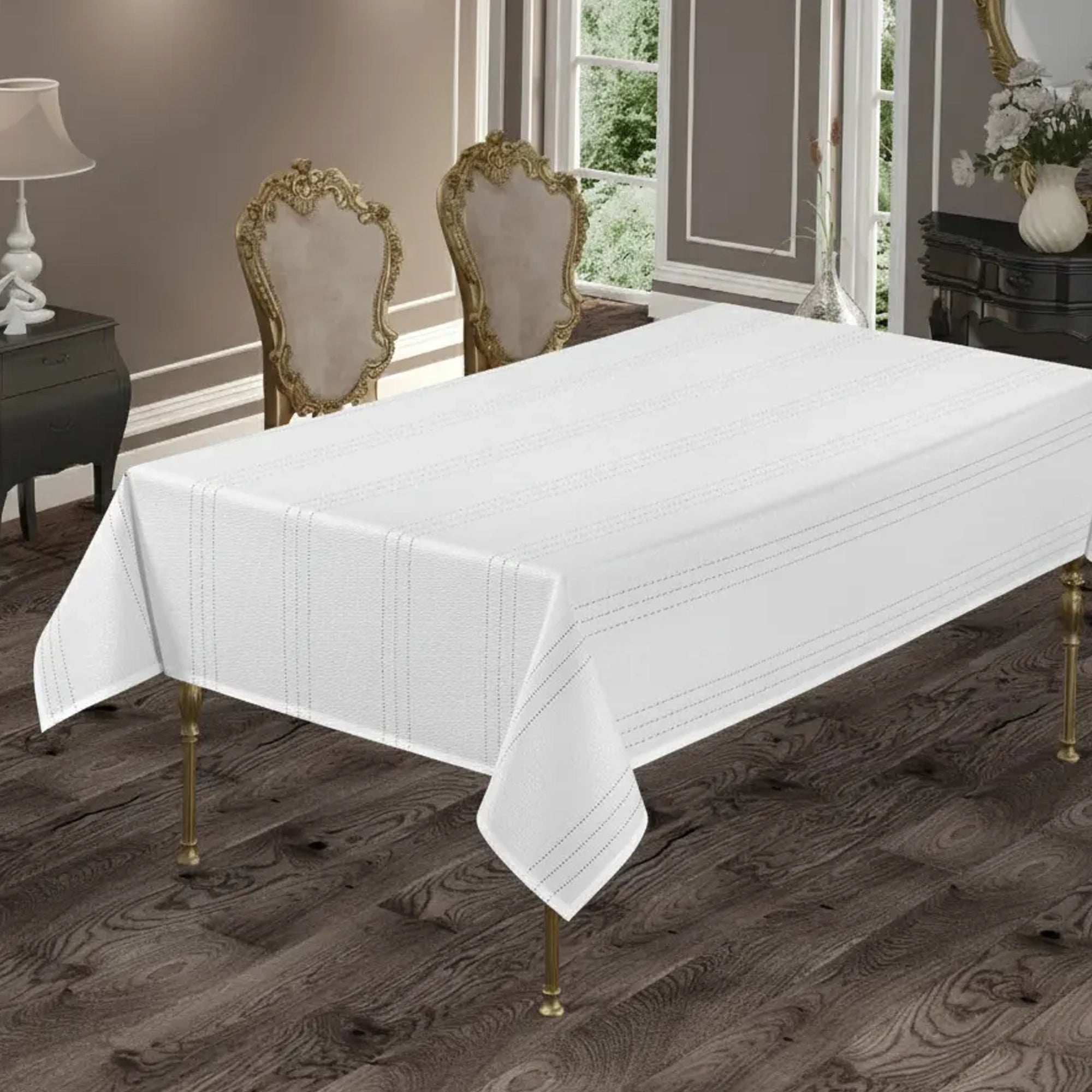 Colber Jacquard Tischdecke Weiß - Fleckgeschützt - 150x220 cm