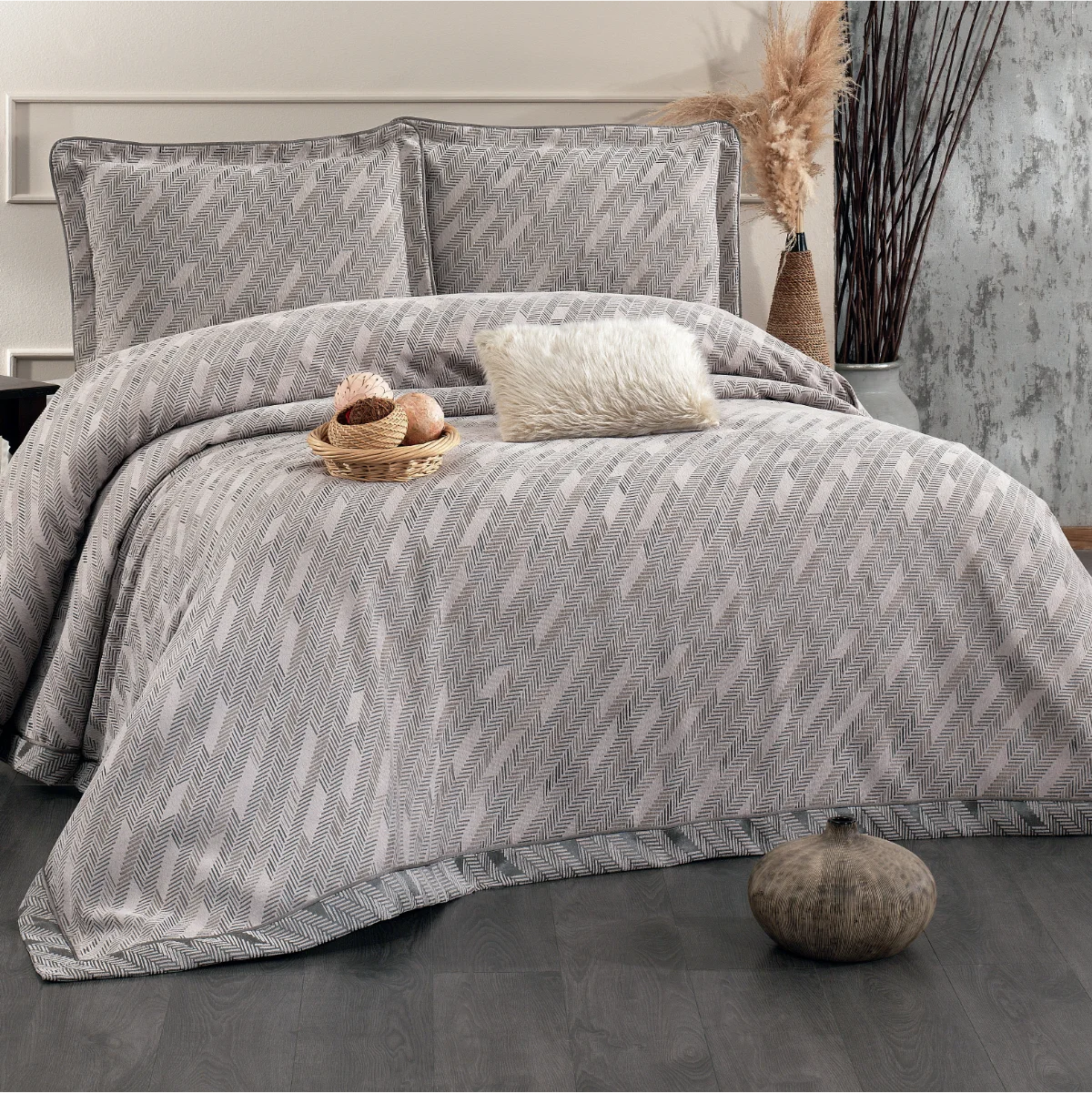 Julia Mink Tagesdecken-Set - 4-teilig - King Size