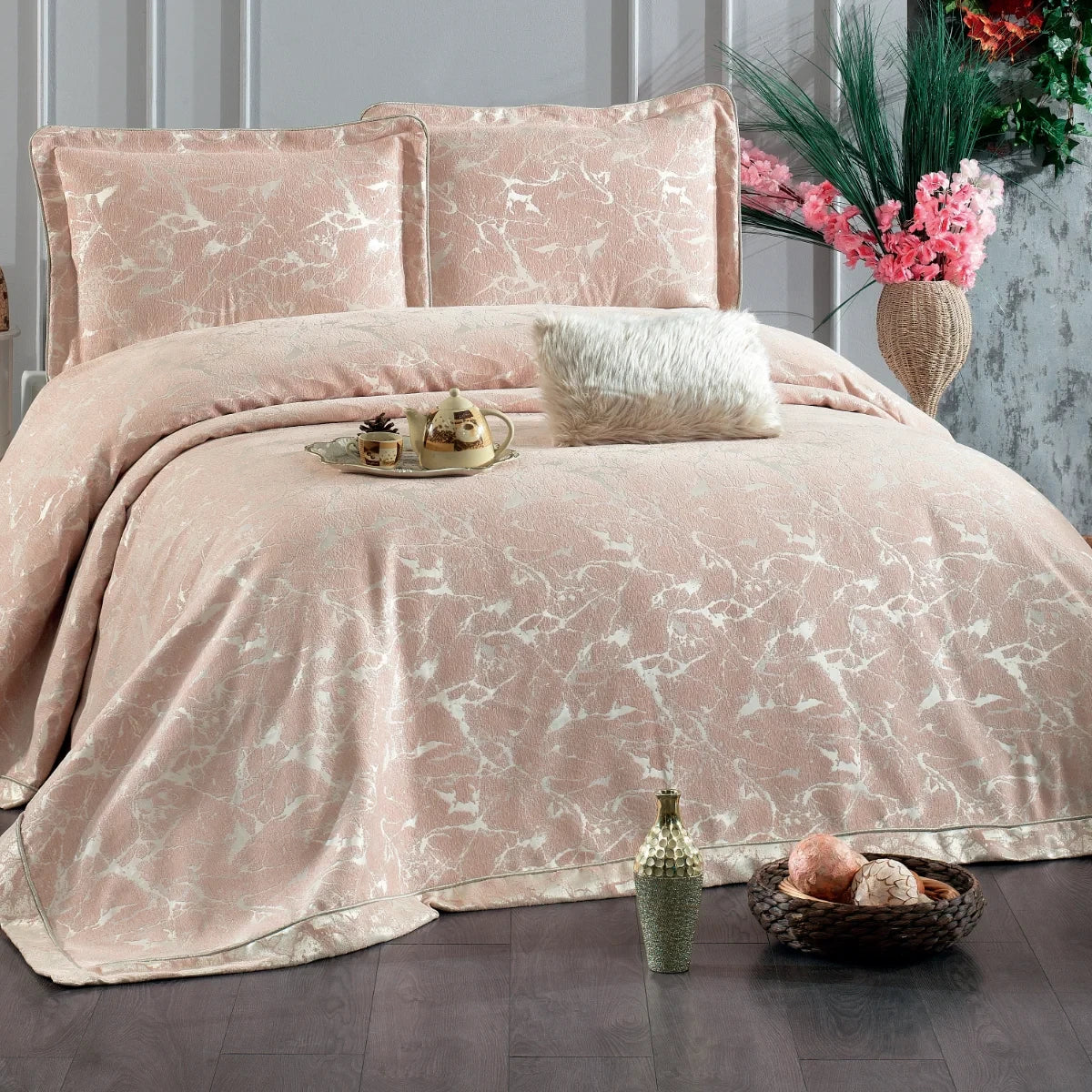 Angora 4 Stück 100% Chenille Bettdecke
