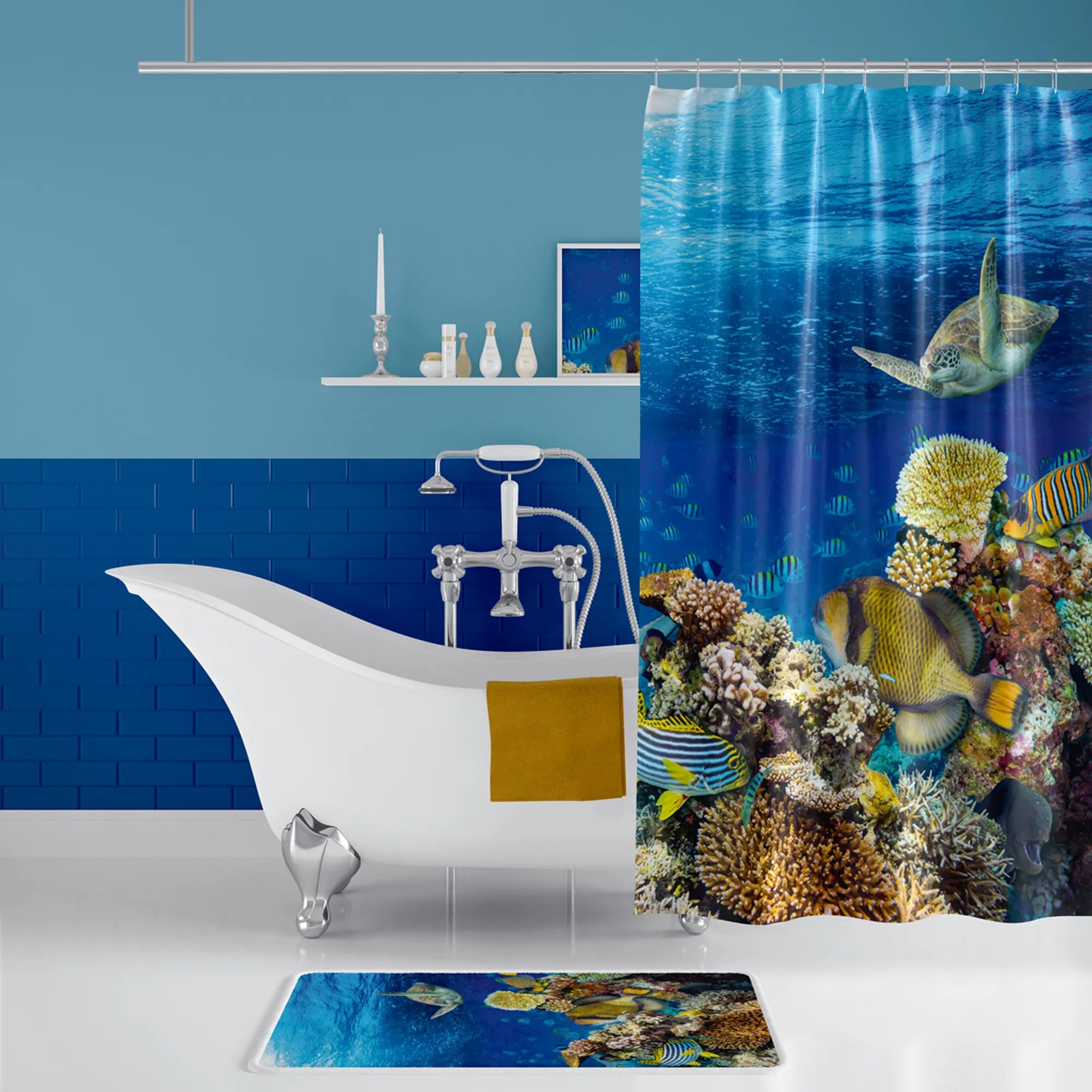 Duschvorhang Aquarium - Wasserabweisend - 180x200 cm