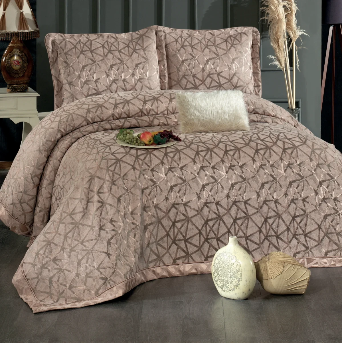 Eliz 4 Stück 100% Chenille Tagesdecken-Set Cover Set