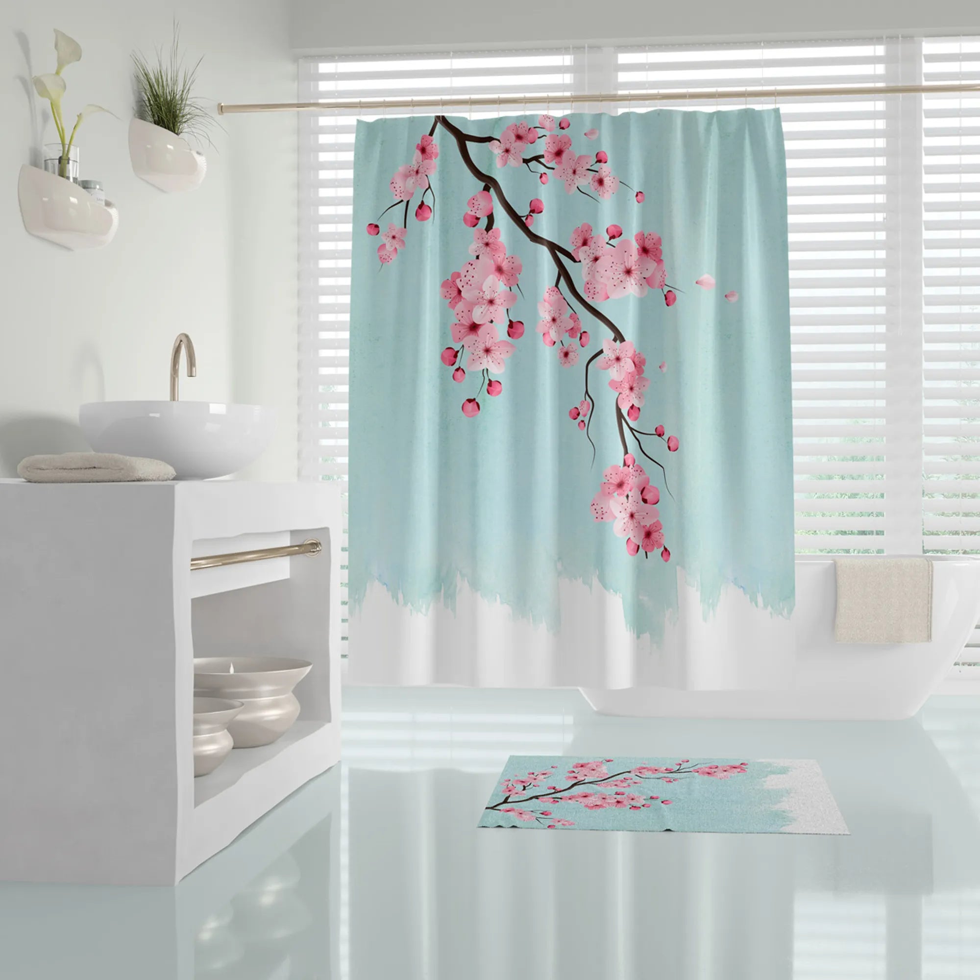 Duschvorhang Sakura - Wasserabweisend - 180x200 cm