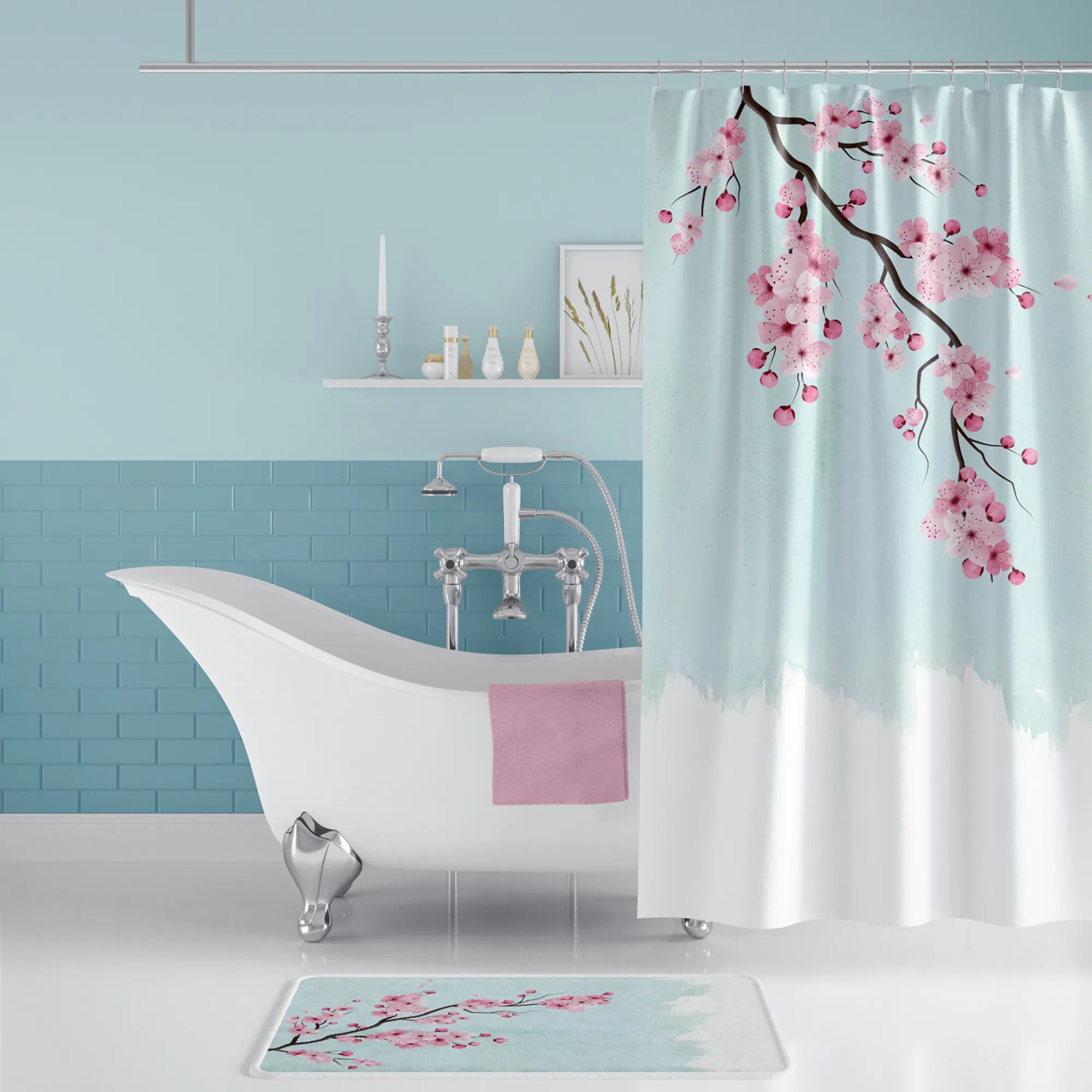 Duschvorhang Sakura - Wasserabweisend - 180x200 cm