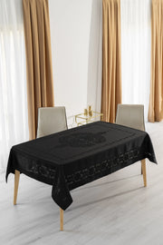 Jumbo Jacquard Tischdecke Schwarz - Wasserabweisend - 160x220 cm