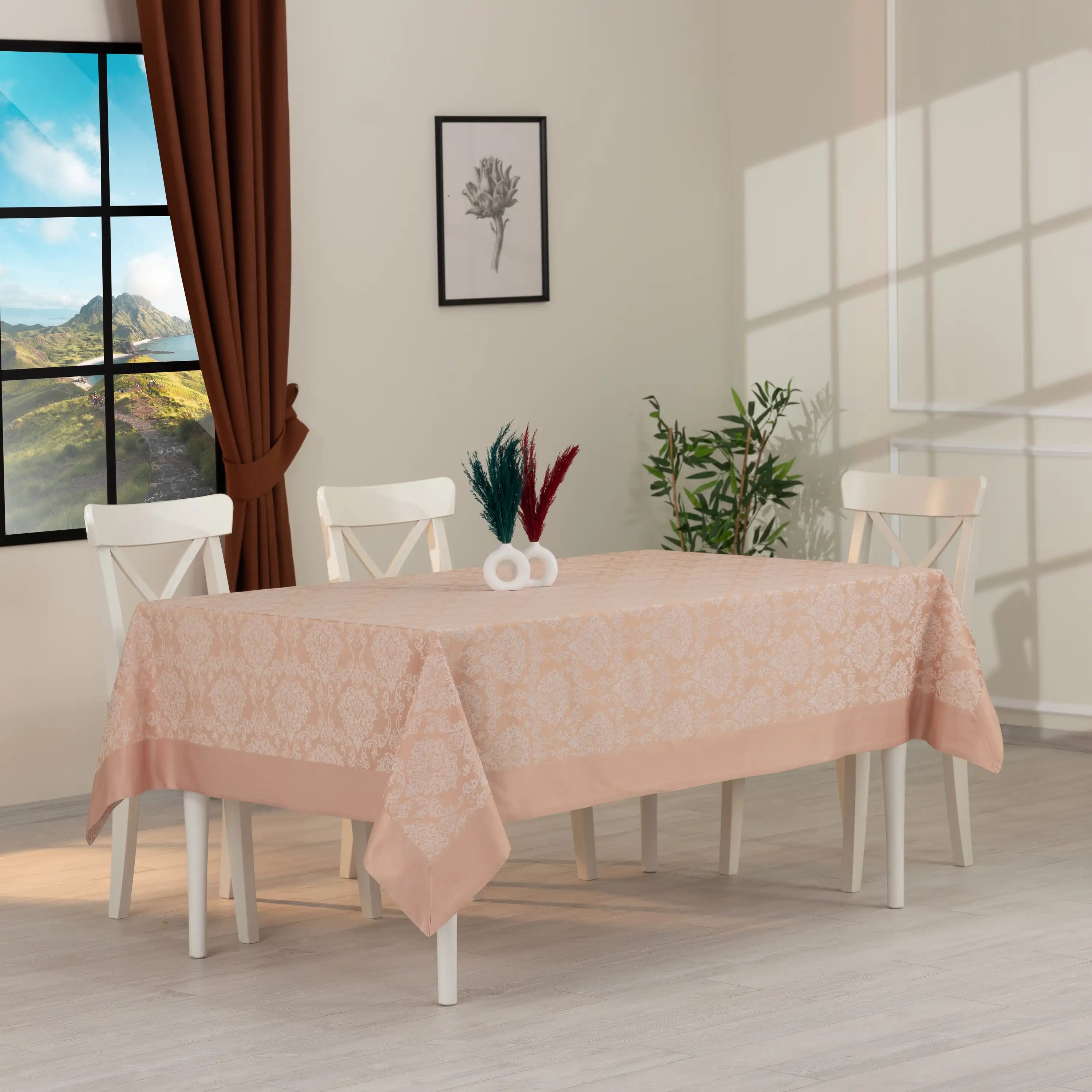 Neocotton Jacquard Tischdecke Beige - 160x220 cm