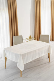 Jumbo Jacquard Tischdecke Creme - Wasserabweisend - 160x220 cm