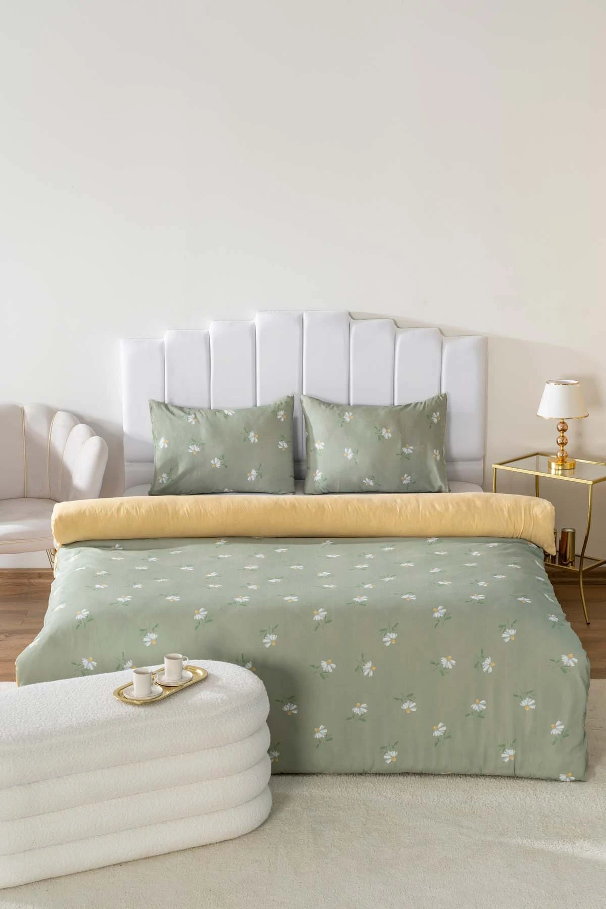 Bettwäsche-Set Grüne Gänseblümchen - Polycotton - 200x215 cm