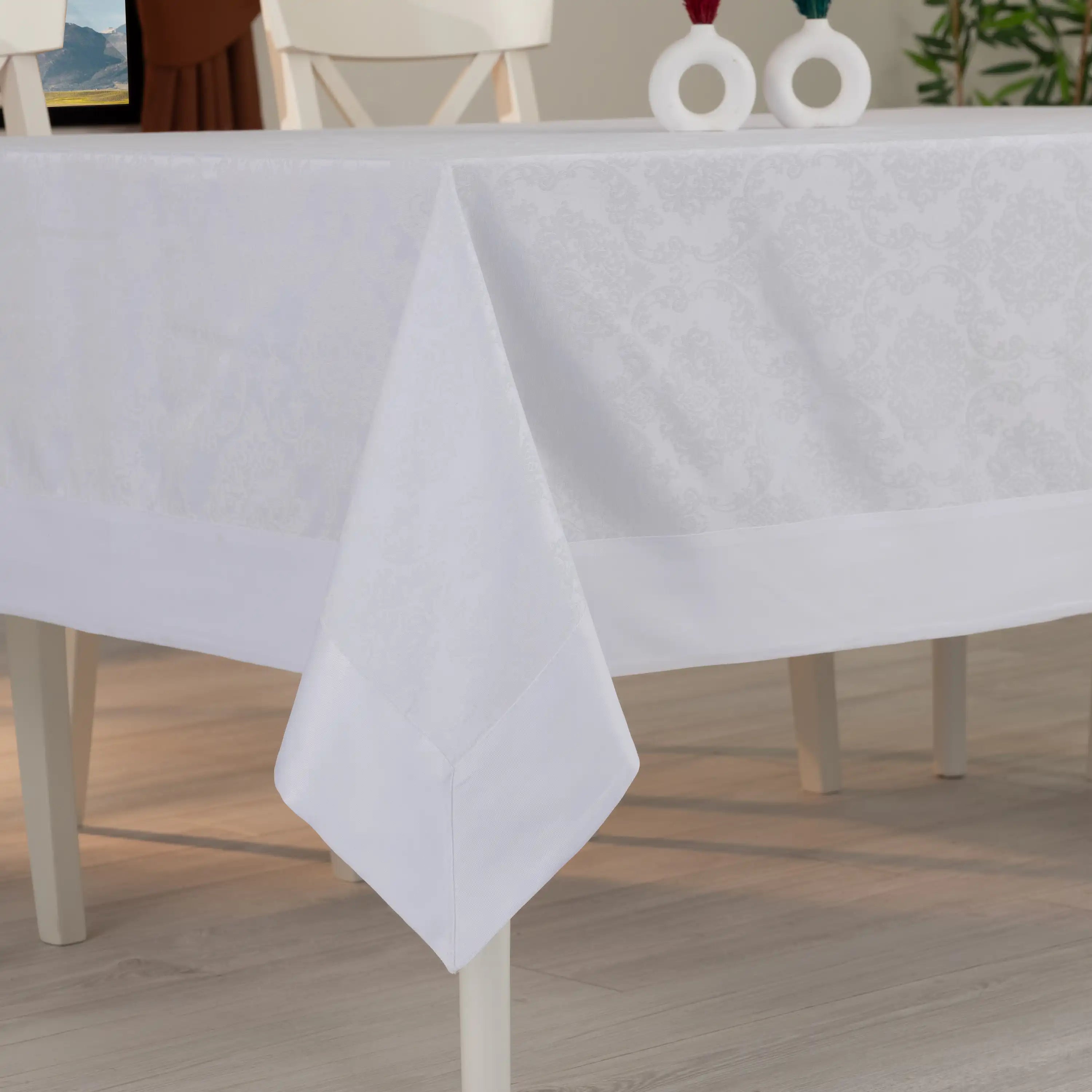 Neocotton Jacquard Tischdecke Weiß - 160x220 cm