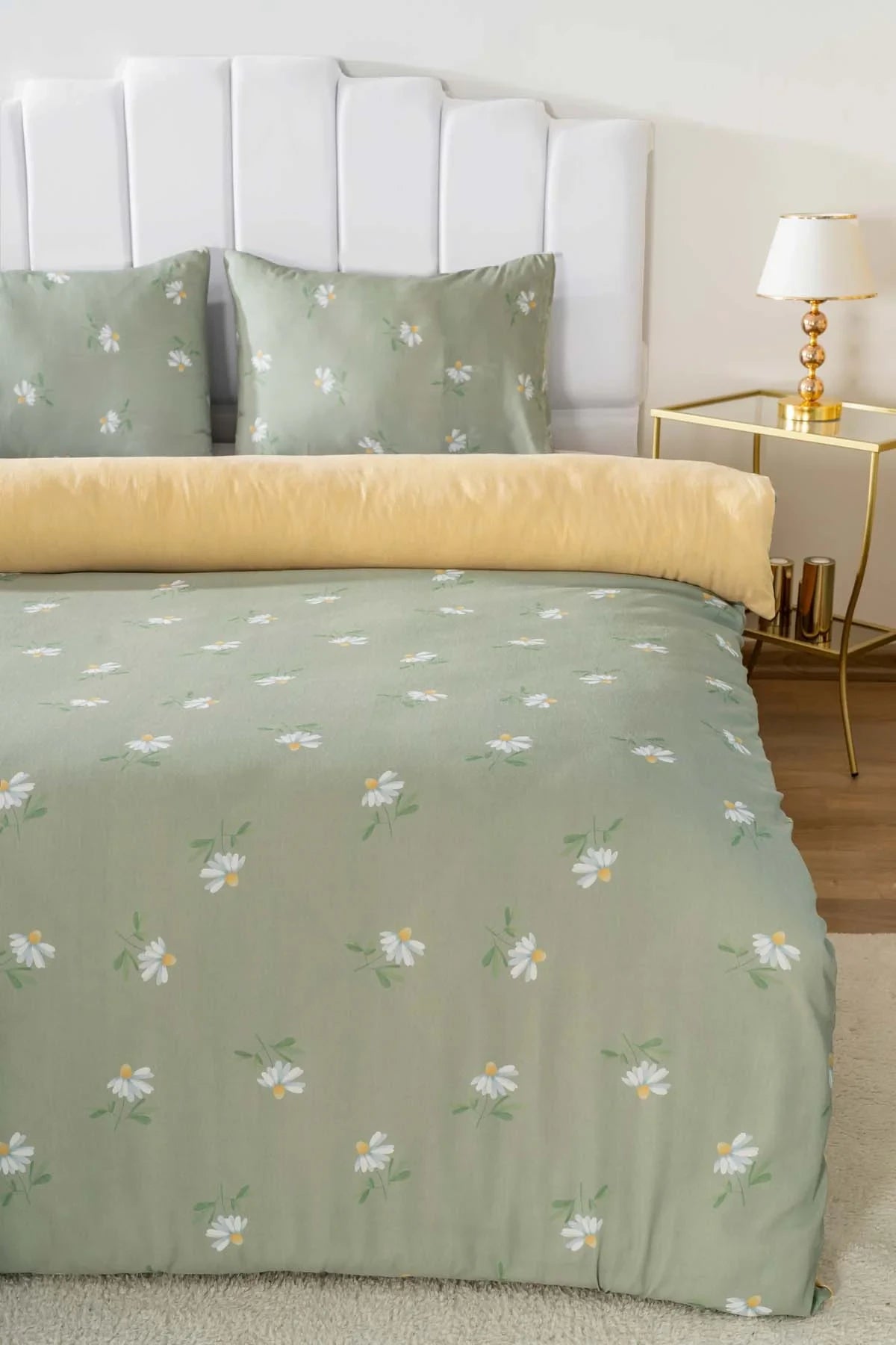Bedding Set Green Daisies - Polycotton - 200x215 cm