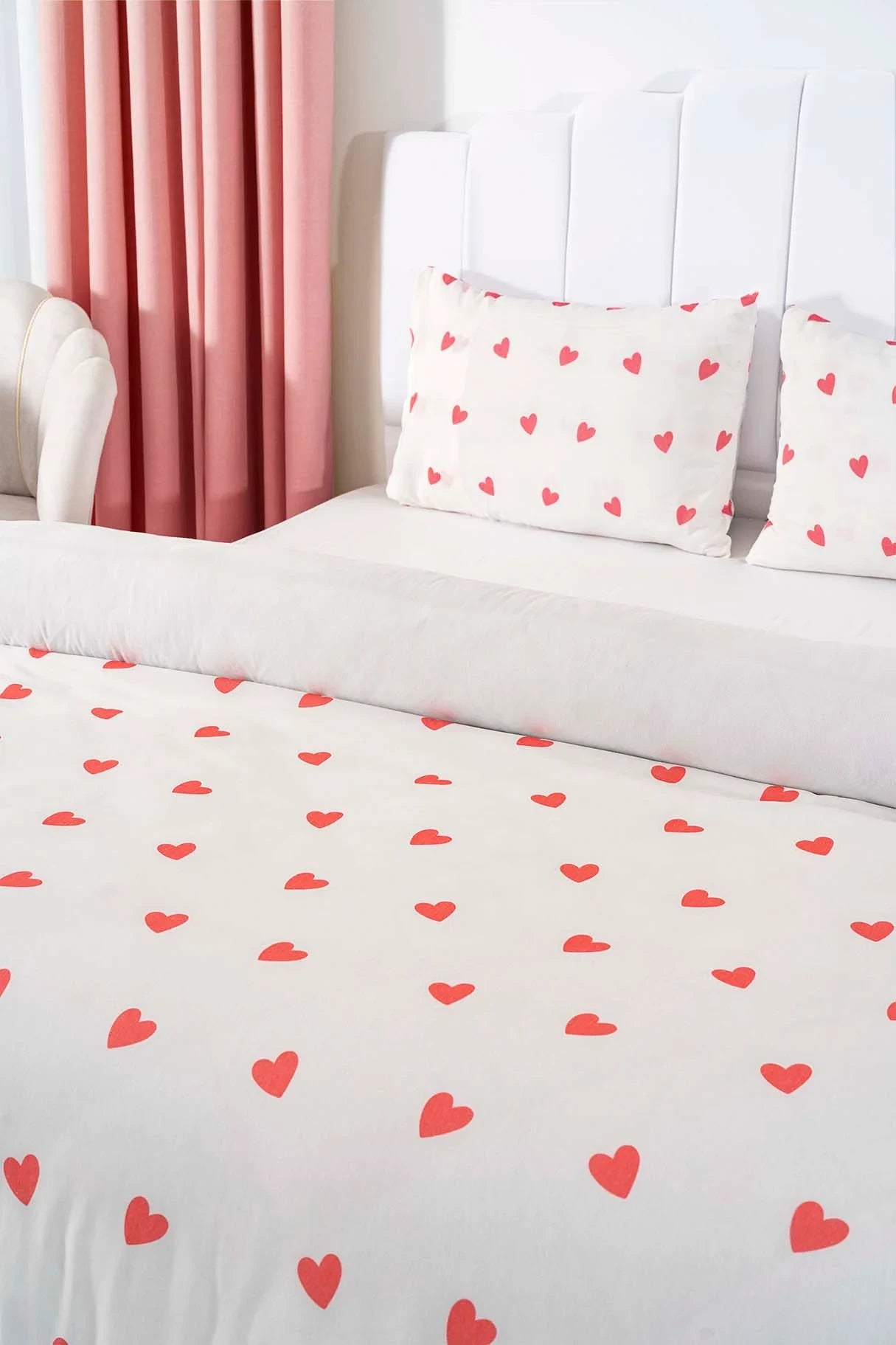 Bettwäsche-Set Rote Herzen - Polycotton - 200x215 cm