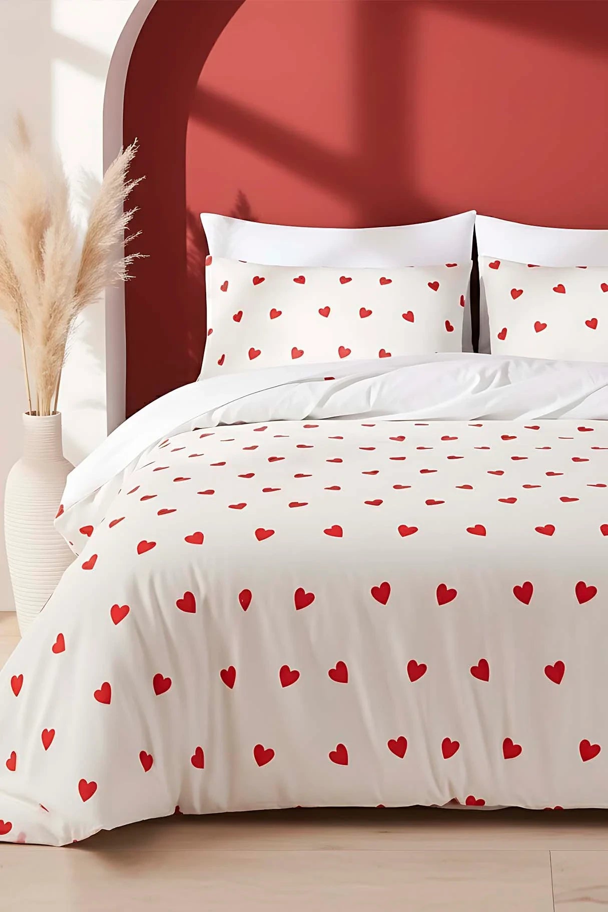 Bettwäsche-Set Rote Herzen - Polycotton - 200x215 cm