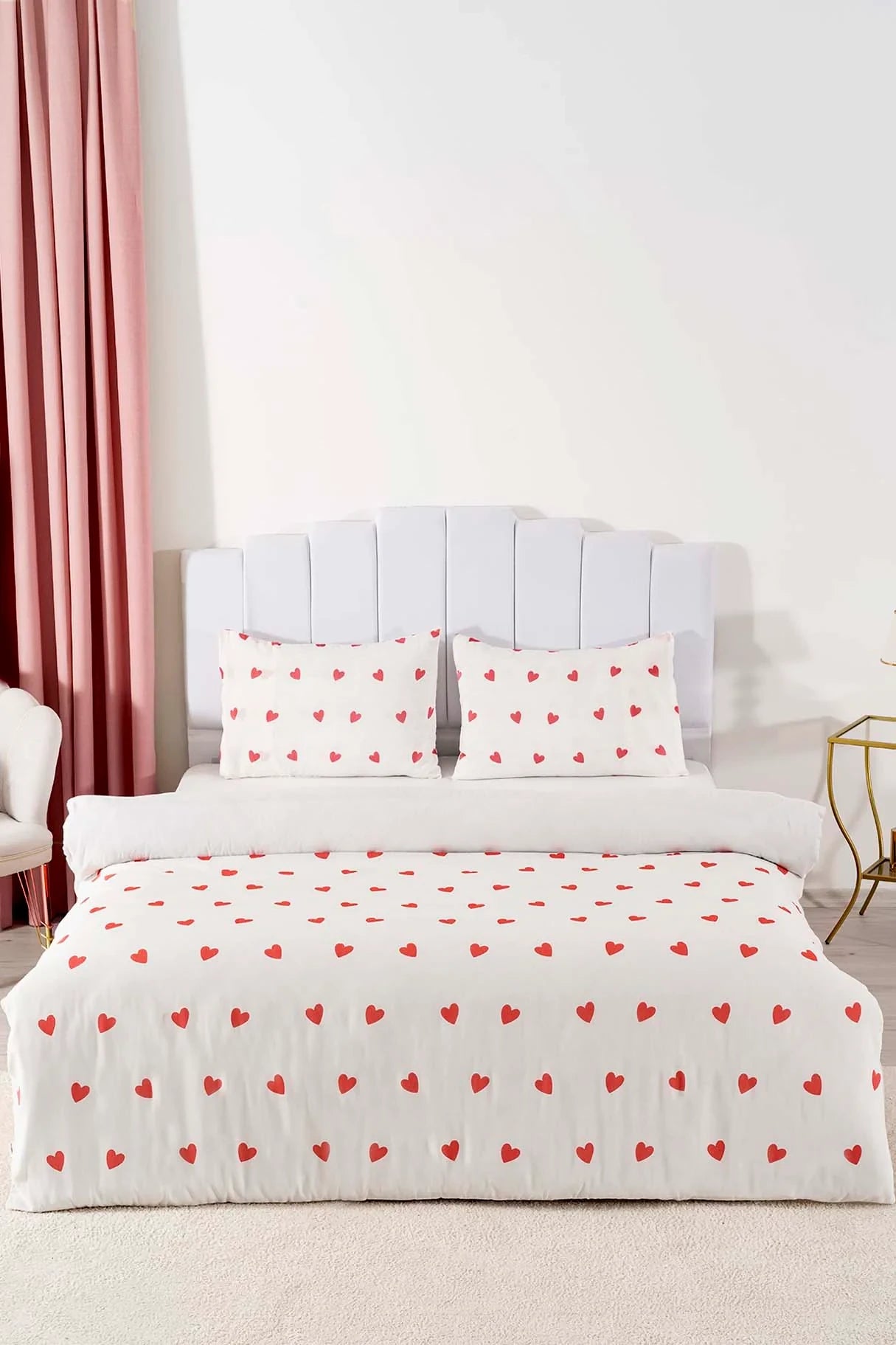 Bettwäsche-Set Rote Herzen - Polycotton - 200x215 cm